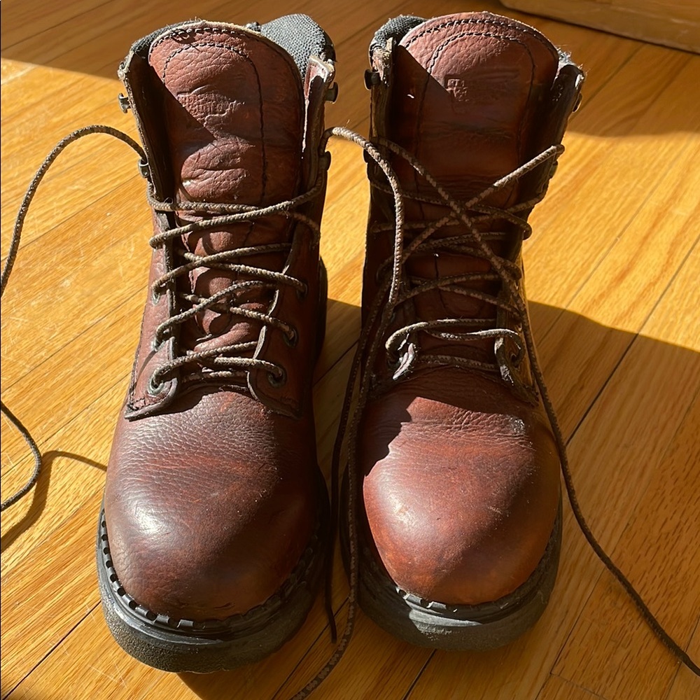 Red Wing Shoes Brown Leather Boots with Rugged Design